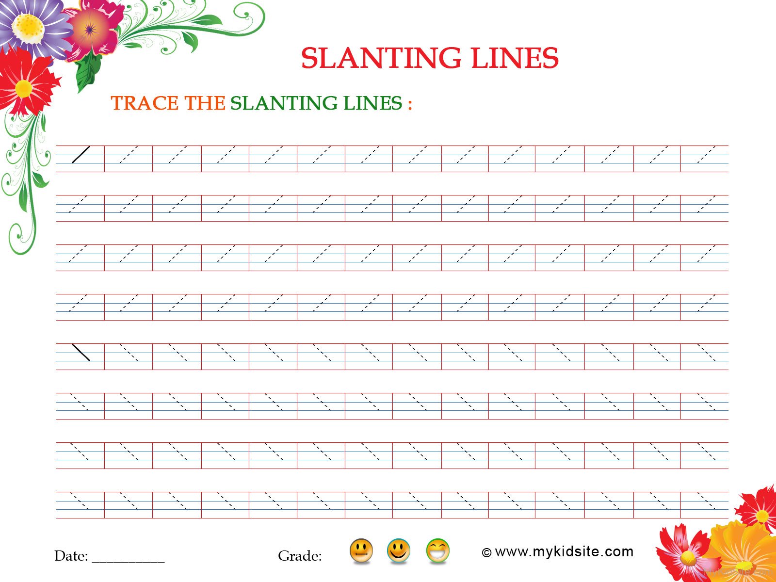 Slanting Lines Worksheet