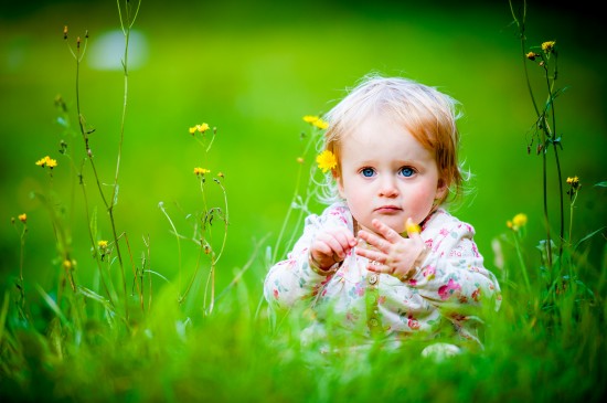 Baby Girl Sitting Grass