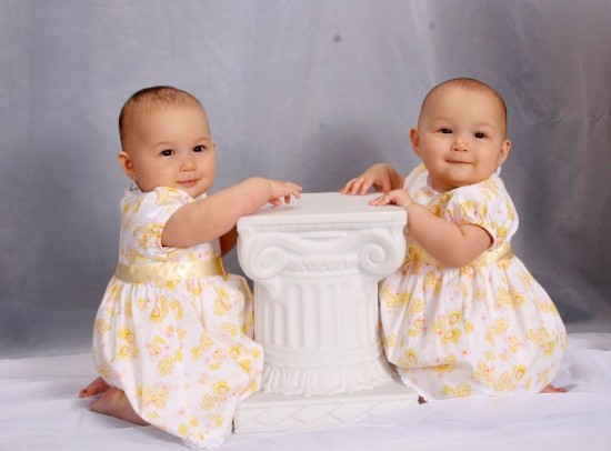 Cute Twin Baby Sisters