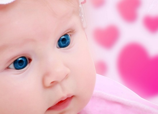 Pink Baby With Blue Eyes