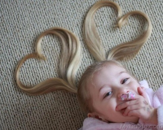 Smiling Girl With Hair Heart