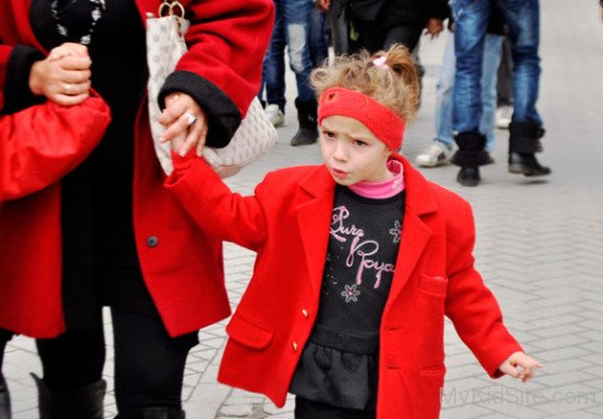 Albanian Baby Girl In Red And Black Dress