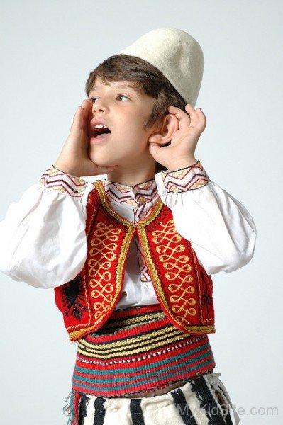 Albanian Little Boy Wearing Traditional Costume