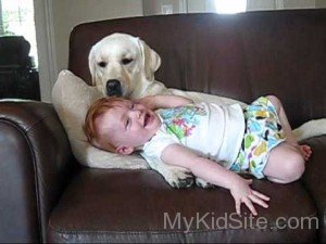 Baby Enjoying With Dog