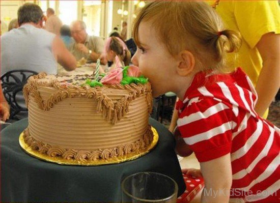Baby Girl Eating Cake