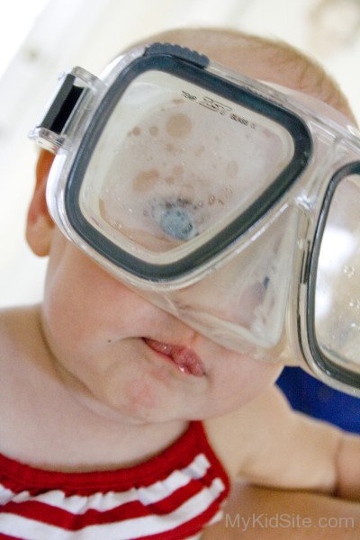 Baby Wearing Snow Glasses