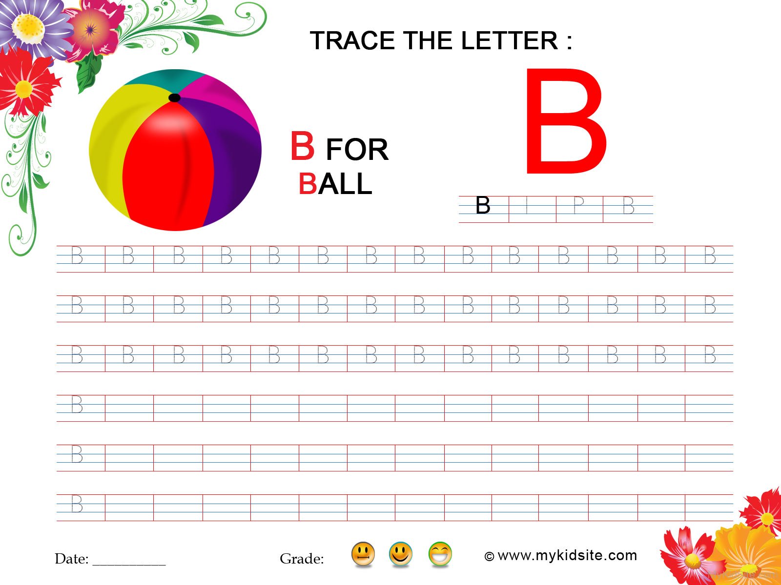 Tracing worksheet for letter b