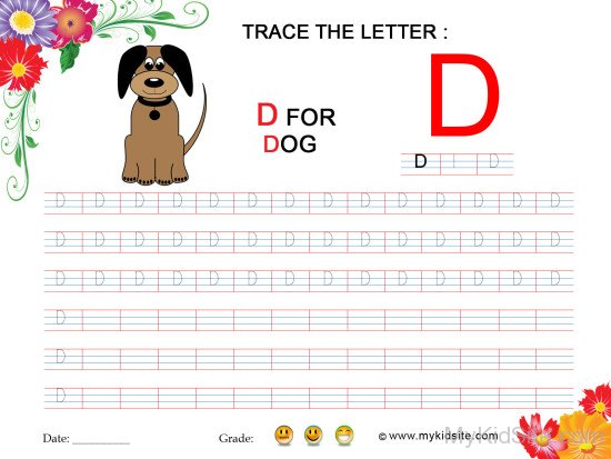 Tracing Worksheet for Letter D