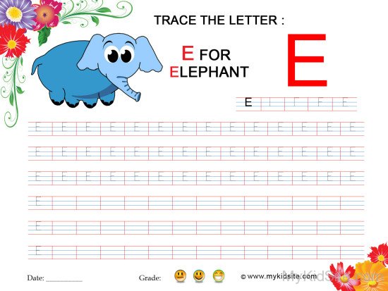 Tracing Worksheet for Letter E