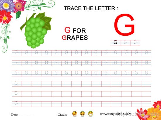 Tracing Worksheet for Letter G