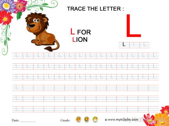 Tracing Worksheet for Letter L