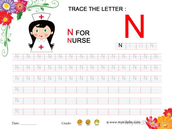 Tracing Worksheet for Letter N