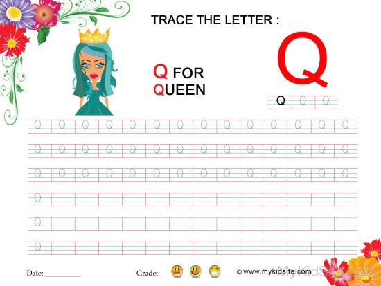 Tracing Worksheet for Letter Q