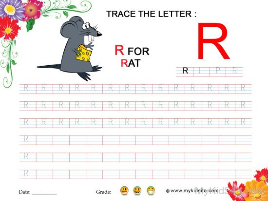 Tracing Worksheet for Letter R