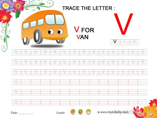 Tracing Worksheet for Letter V