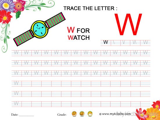 Tracing Worksheet for Letter W