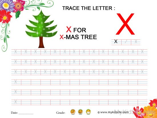 Tracing Worksheet for Letter X