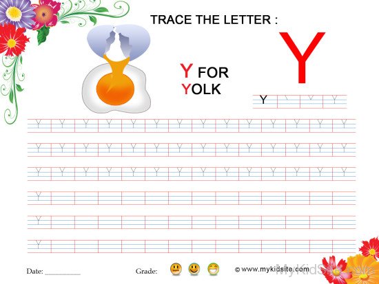 Tracing Worksheet for Letter Y