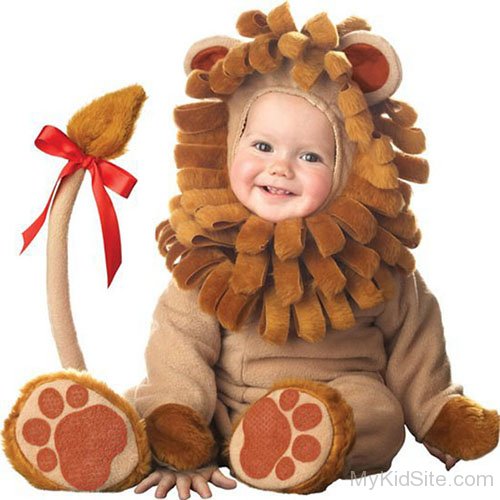 Baby Boy Wearing Lion Dress