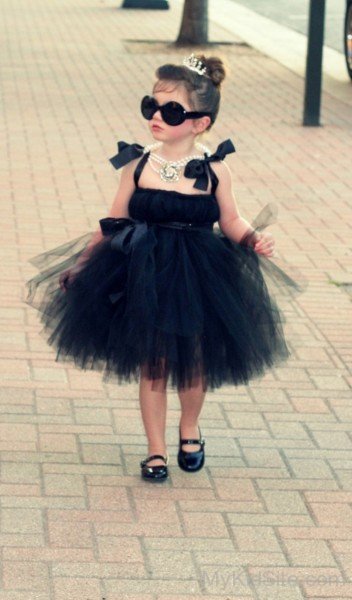 Baby Girl Wearing Black Dress
