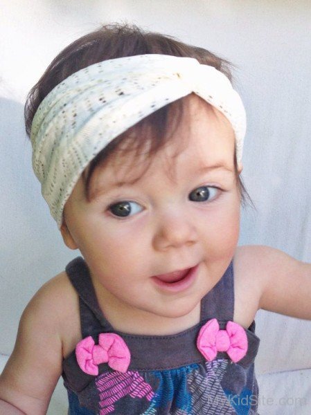 Baby Girl Wearing Turban Headband