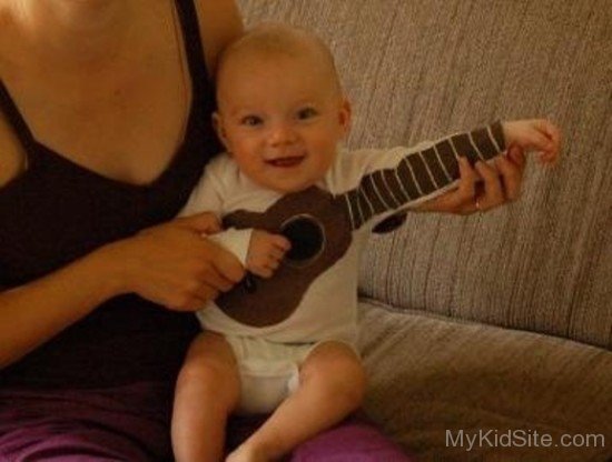 Cute Baby Boy Wearing Guitar T-Shirt