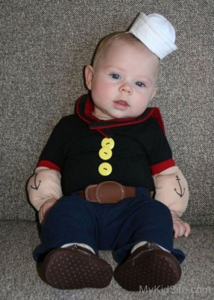 Cute Baby Boy Wearing Popeye Hat