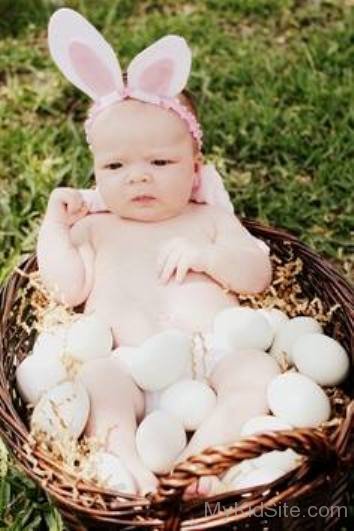 Cute Baby In Basket Image