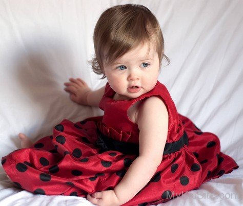 Cute Baby In Rde Dress