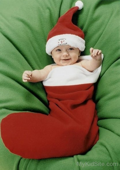 Cute Baby Wearing Santa Hat
