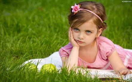 Cute Girl Sitting In Garden