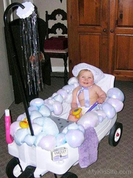 Baby Wearing Bubble Bath Dress