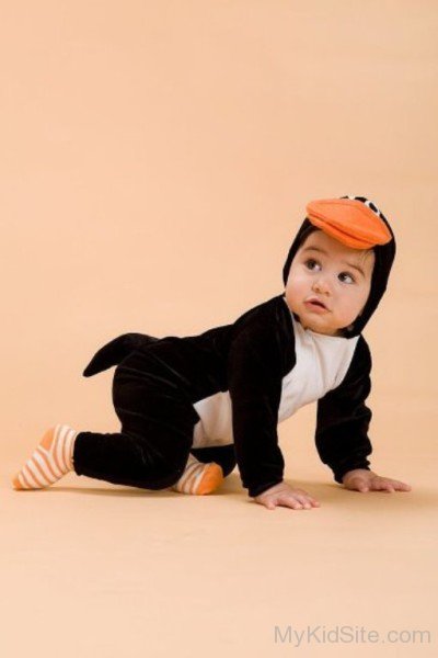 Baby Boy In  Duck Costume