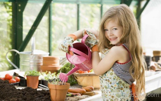 Baby Girl Gardening