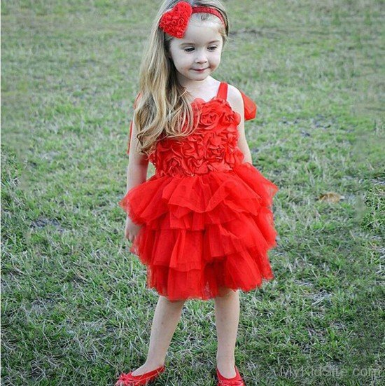 Sweet Baby Girl In Red Dress