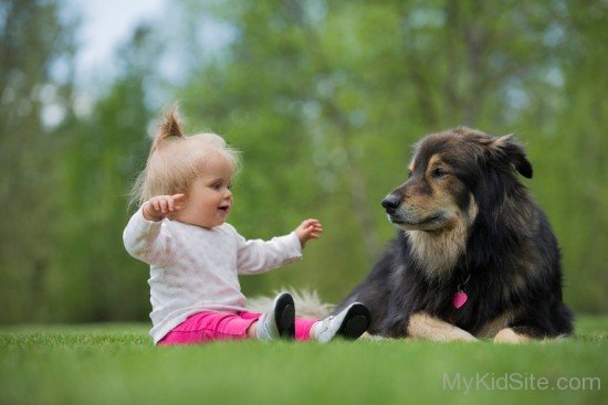 Baby Girl With Dog