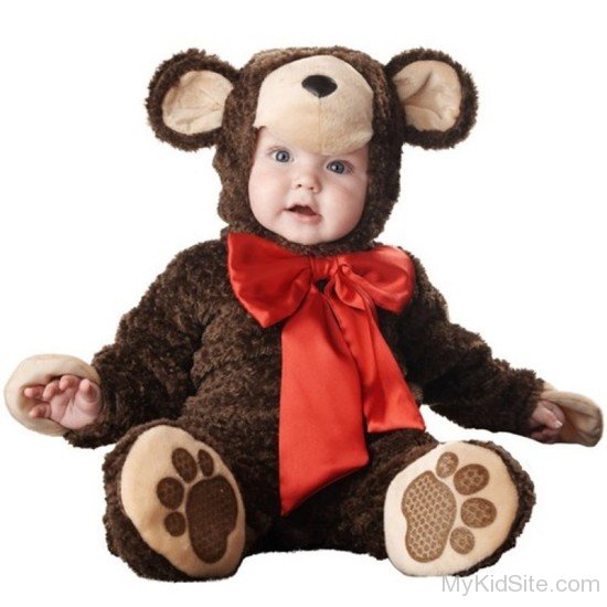 Baby  Wearing Teddy Bear Dress