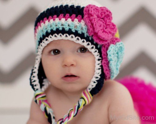 Cute Baby Girl In Crochet Hat