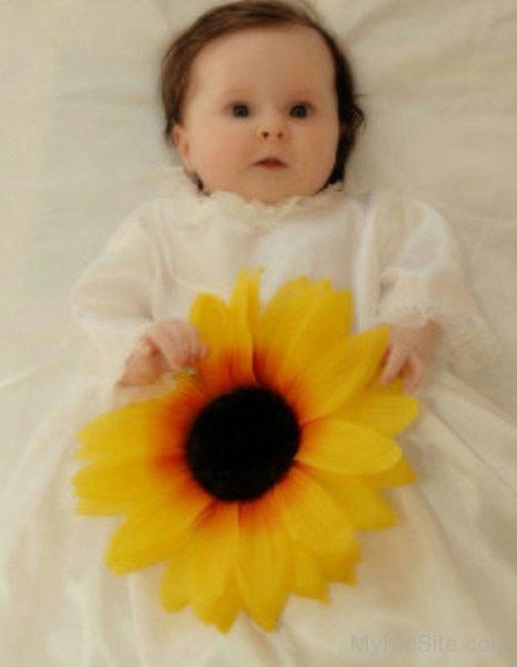 Cute Baby Holding Flower