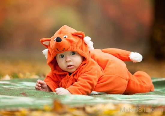 Cute Baby Wearing  Fox Costume