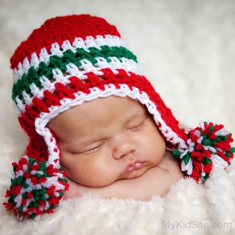 Cute Baby Wearing  Jingle Bell Christmas Hat