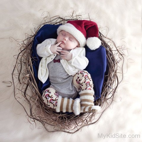 Cute Baby Wearing Santa Claus