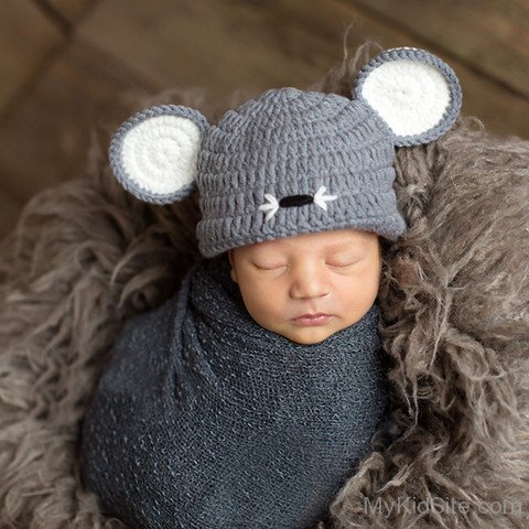 Cute Baby In Quiet As A Mouse Beanie Cap