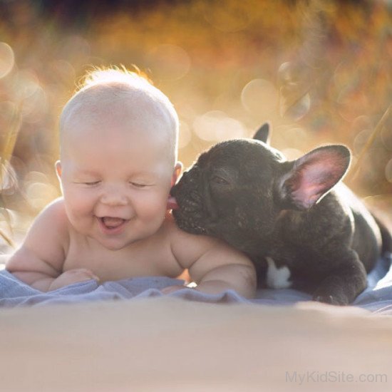 Baby Playing With Puppy
