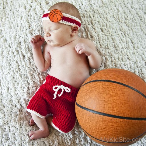 Cute Baby With Basket Ball