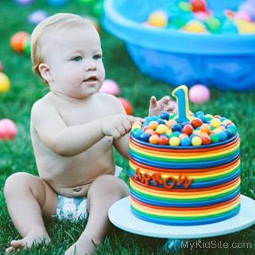 Cute Baby With Cake