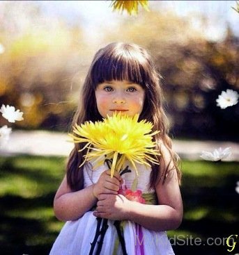  Girl Holding Yellow Flower