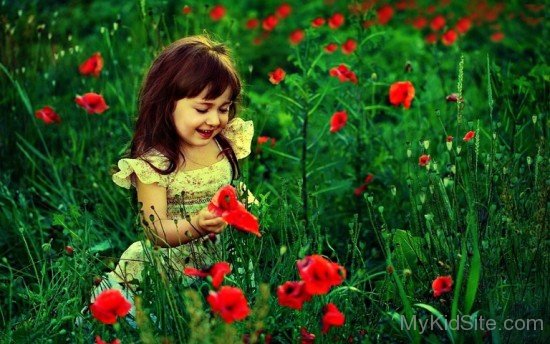 Cute Girl With Flowers Image