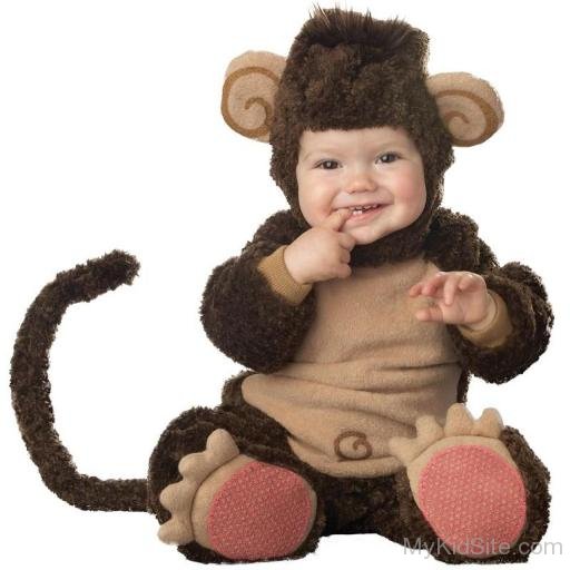 Cute Baby Wearing Monkey Cap
