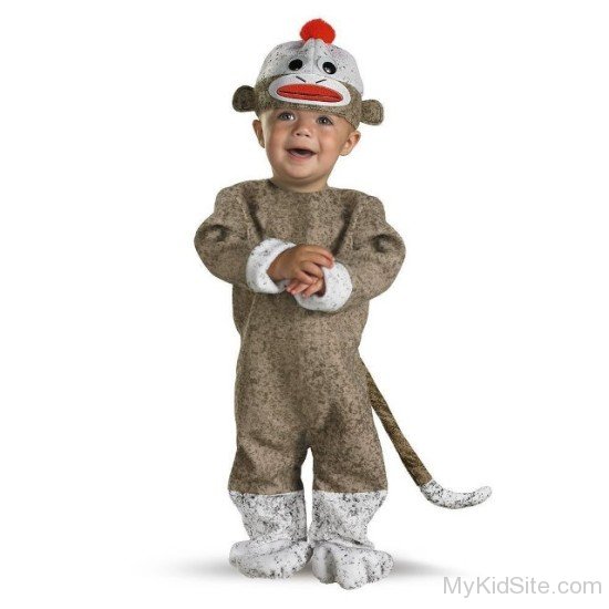 Baby Boy Wearing Monkey Dress
